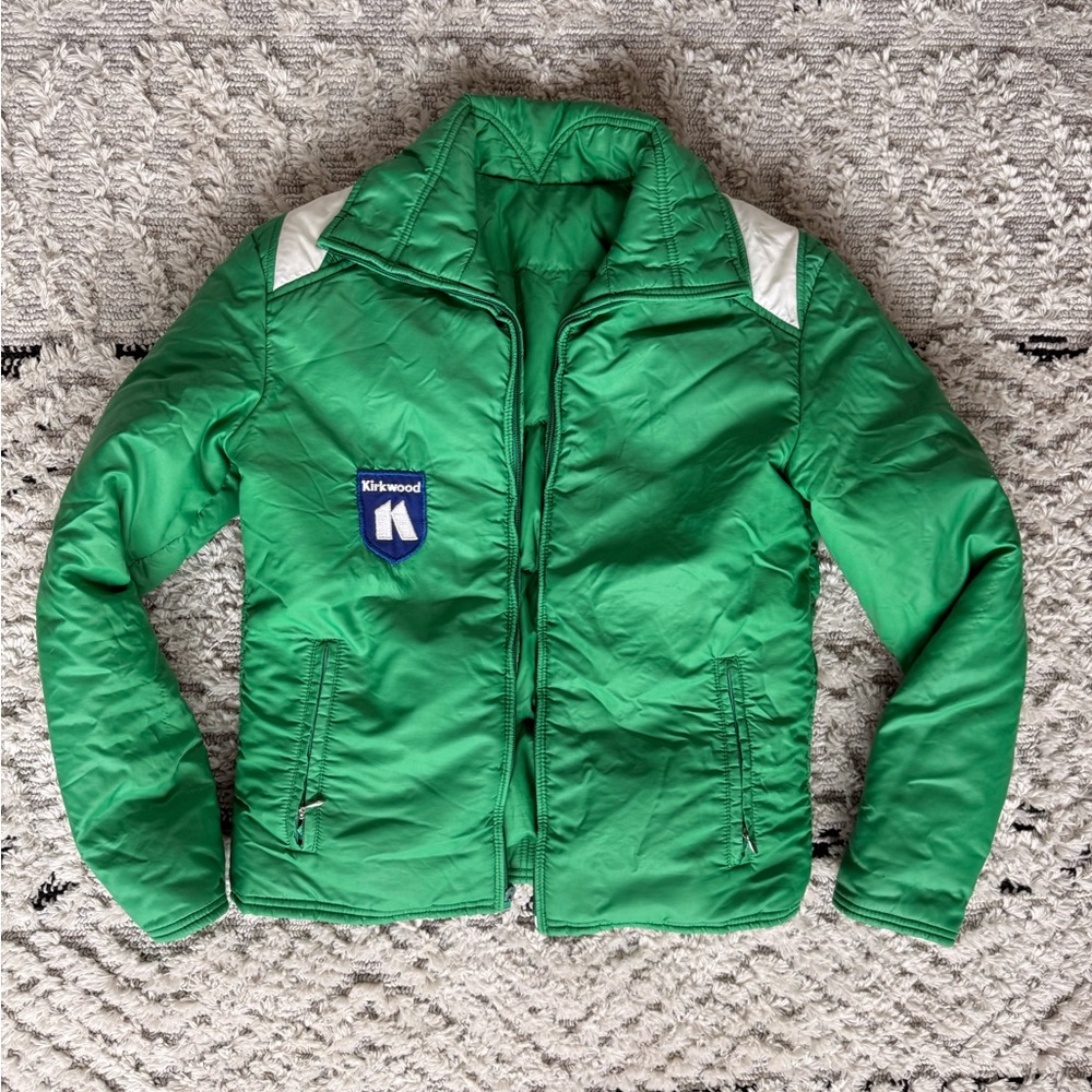 Roffe Down parka vintage ski coat  Kirkwood patch with White retro Accents SMALL